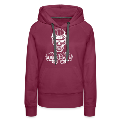 Frauen Premium Hoodie "Skull-Helm-Handwerk" Bordeaux Frauen Premium Hoodie {{ color }}