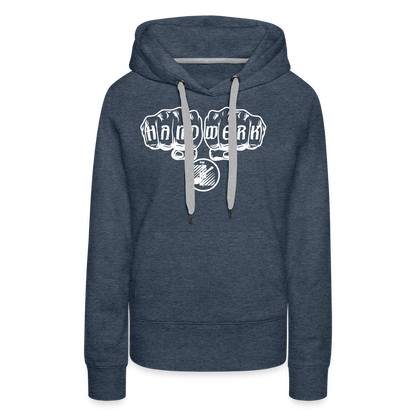 Frauen Premium Hoodie "Fliesenleger" Jeansblau Frauen Premium Hoodie {{ color }}