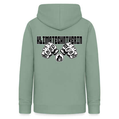 Frauen Hoodie "Klimatechnikerin" (beidseitig beruckt) Graugrün Frauen Hoodie {{ color }}