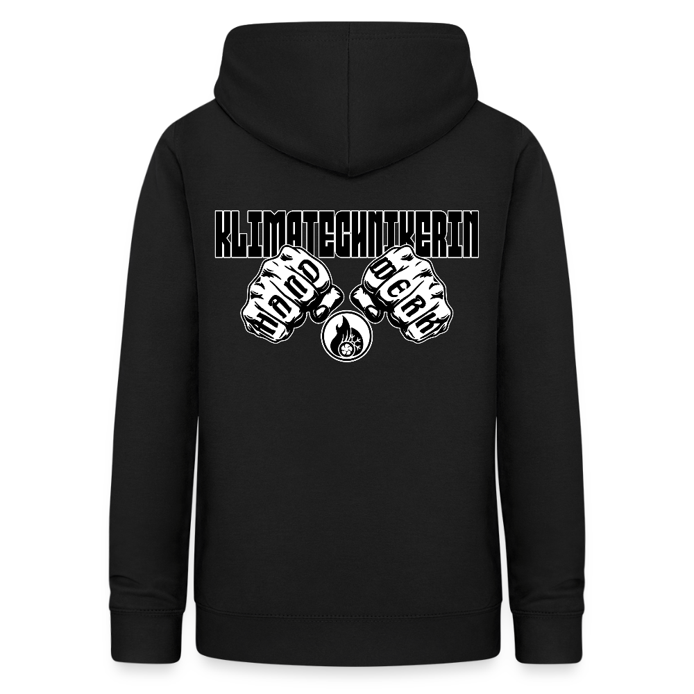 Frauen Hoodie "Klimatechnikerin" (beidseitig beruckt) Schwarz Frauen Hoodie {{ color }}