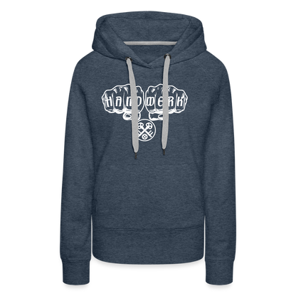 Frauen Premium Hoodie "Schlosser" Jeansblau Frauen Premium Hoodie {{ color }}
