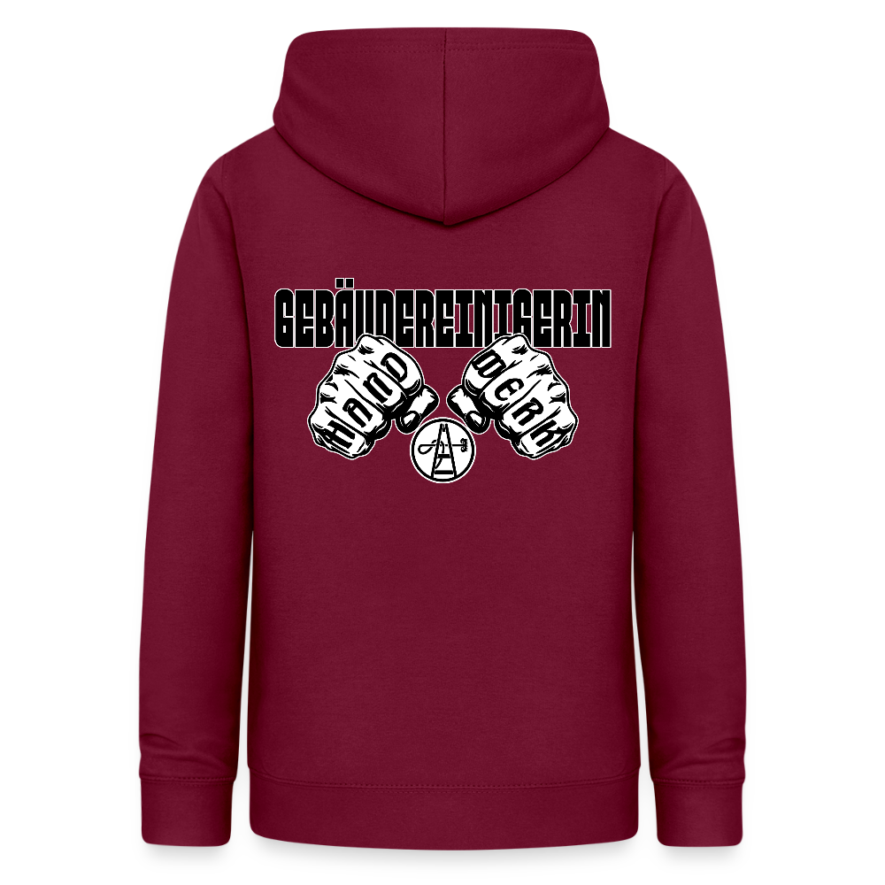 Frauen Hoodie "Gebäudereinigerin" (beidseitig bedruckt) Bordeaux Frauen Hoodie {{ color }}