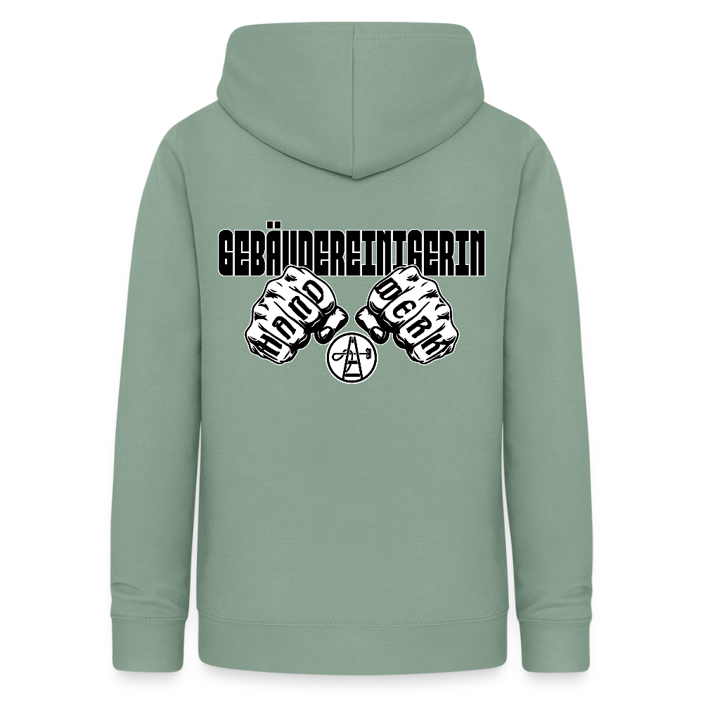 Frauen Hoodie "Gebäudereinigerin" (beidseitig bedruckt) Graugrün Frauen Hoodie {{ color }}