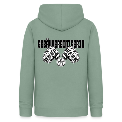 Frauen Hoodie "Gebäudereinigerin" (beidseitig bedruckt) Graugrün Frauen Hoodie {{ color }}