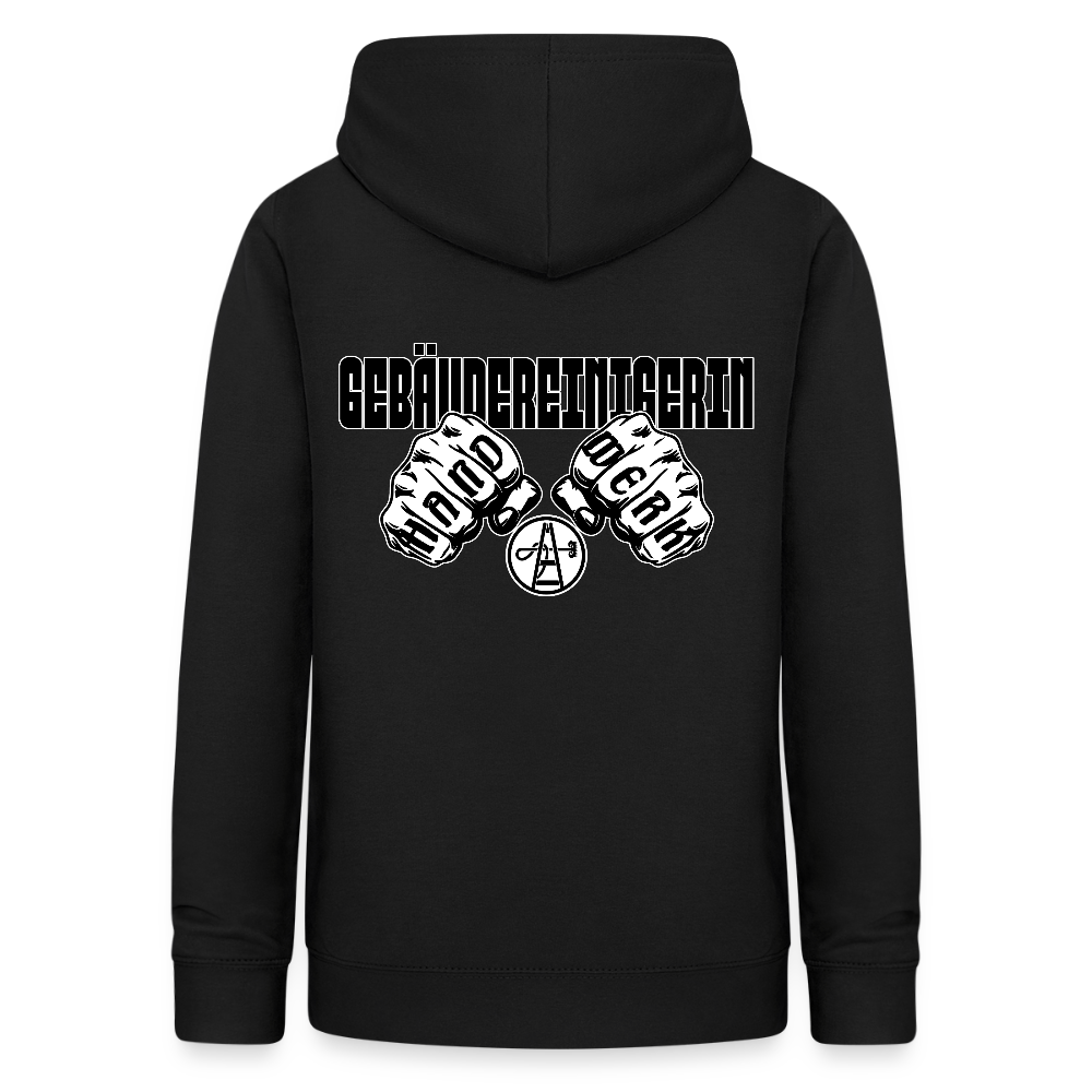 Frauen Hoodie "Gebäudereinigerin" (beidseitig bedruckt) Schwarz Frauen Hoodie {{ color }}