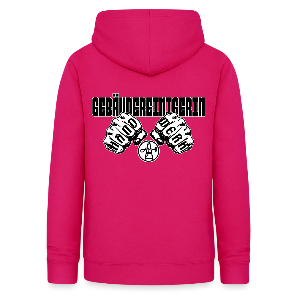 Frauen Hoodie "Gebäudereinigerin" (beidseitig bedruckt) dunkles Pink Frauen Hoodie {{ color }}