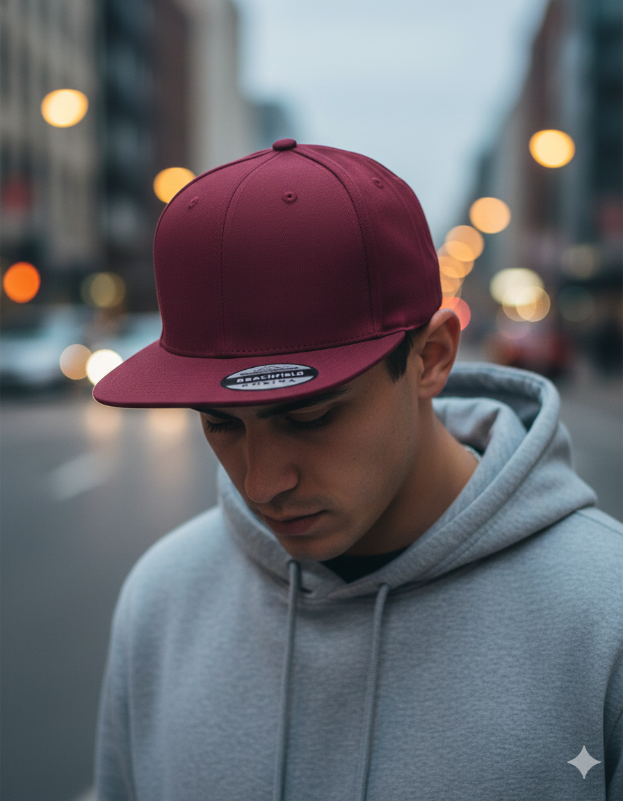 Snap-Back Cap mit Zunftzeichen (weißer Druck) weinrot